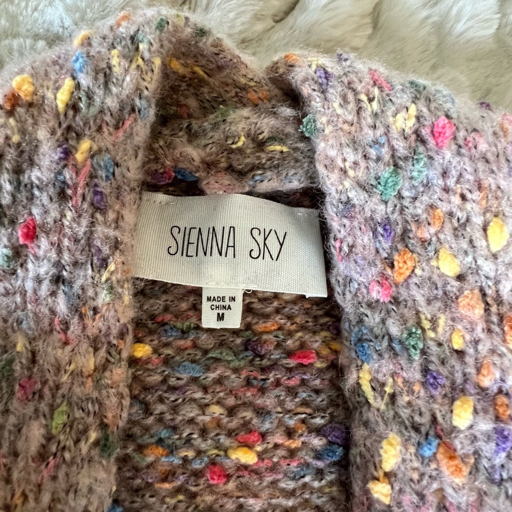 Sienna Sky sweater, dusty mauve with soft colors knitted, brand, new never worn.